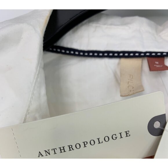 Pilcro Anthropologie White Button-Down Shirt Dress Linen Corset Top Medium 7799 - Picture 7 of 11